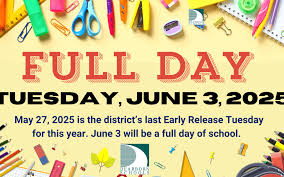 REMINDER: Tuesday, June 3rd REGULAR SCHEDULE DAY